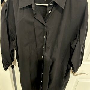 Black shirt style button up dress